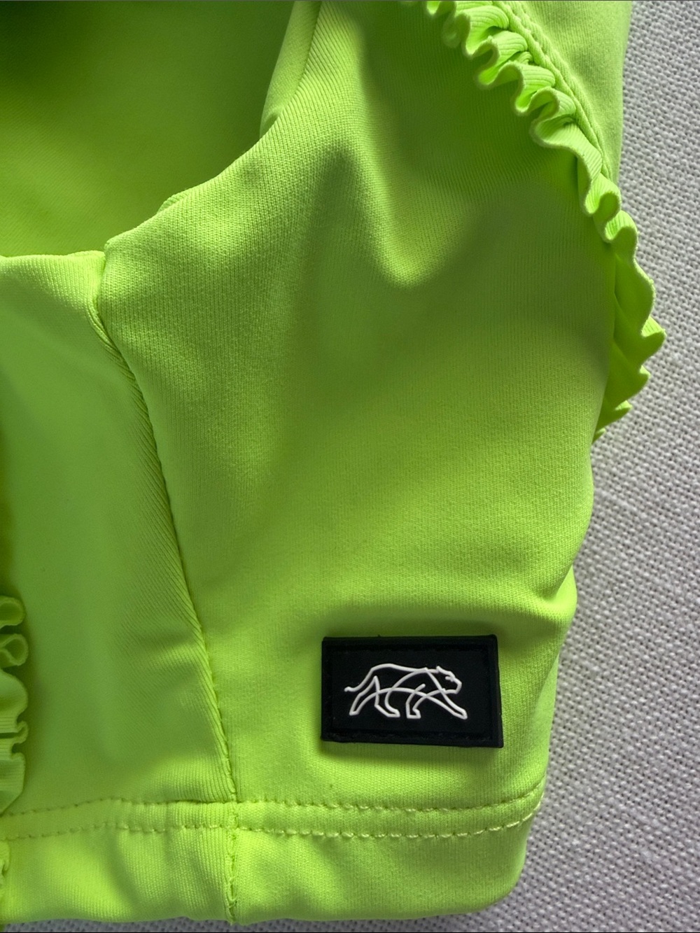 Girls Neon Lime Ruffle Rashguard Top - Picture 3 of 4
